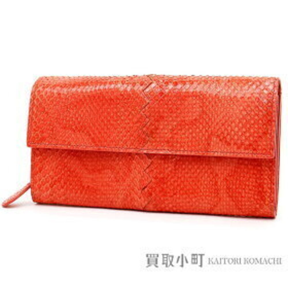 Bottega Veneta Ayers Wallet Orange Python Zip Aro… - image 1